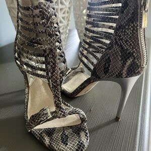 MICHAEL Michael Kors Snakeskin Caged Heels